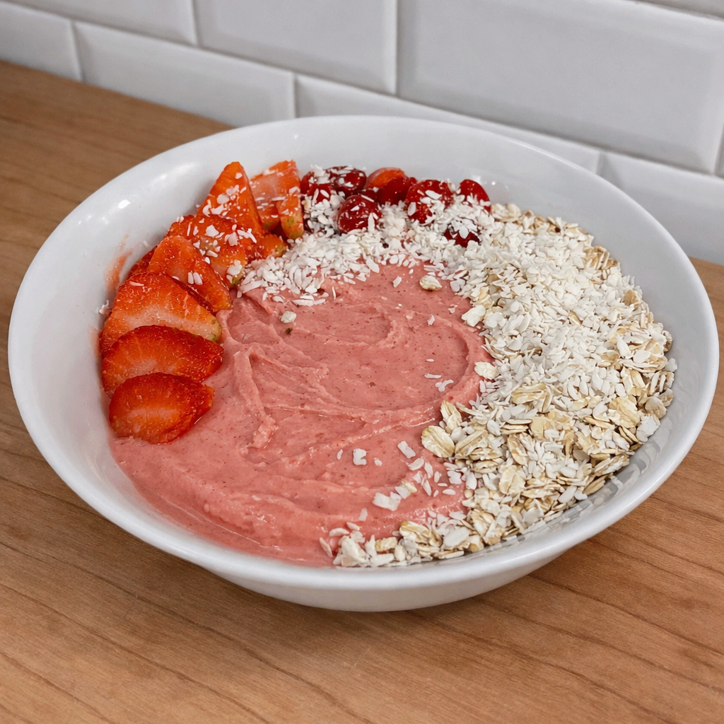 Strawberry Peach Mango Smoothie Bowl