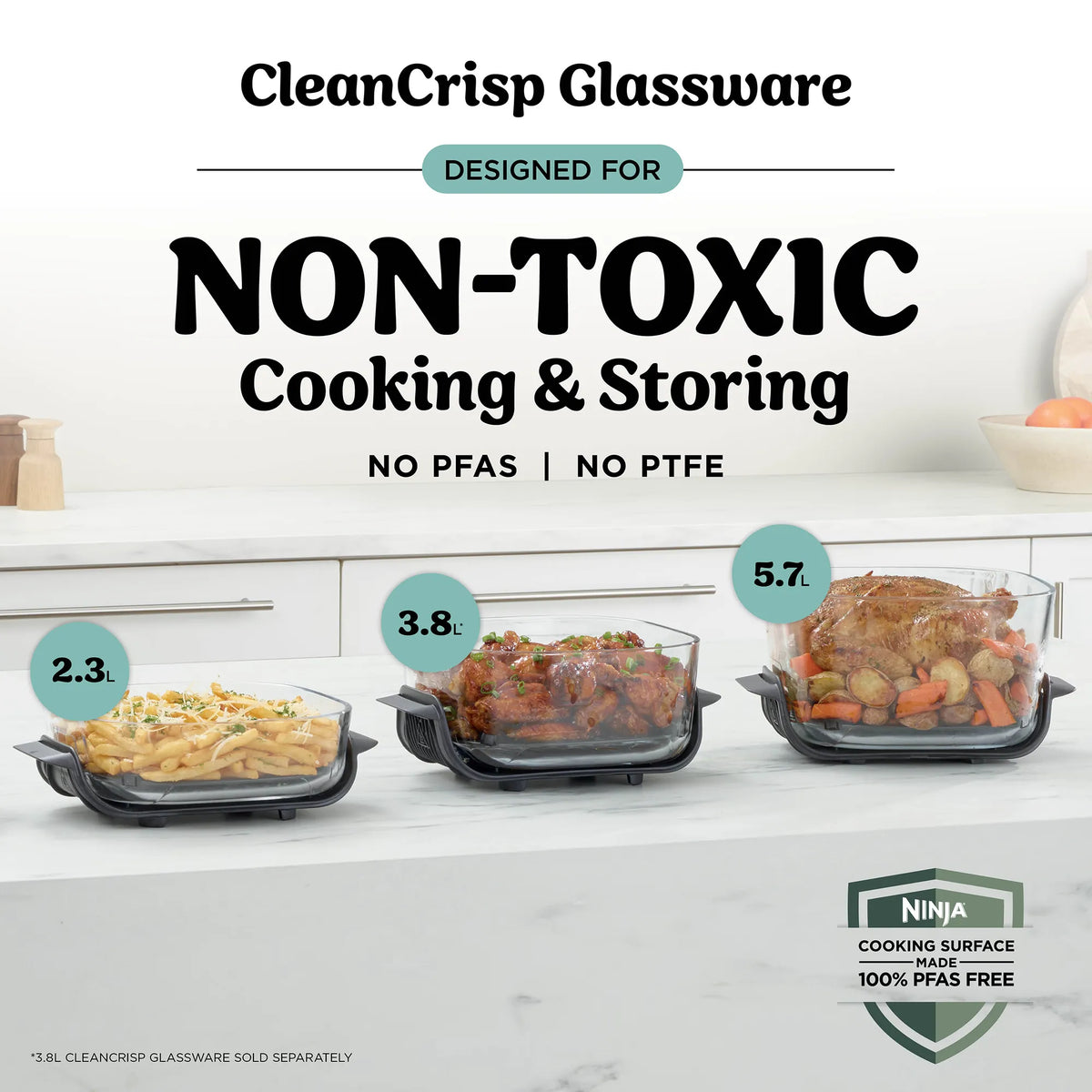 Ninja Crispi Pro 5.7L CleanCrisp Glass Container Pack
