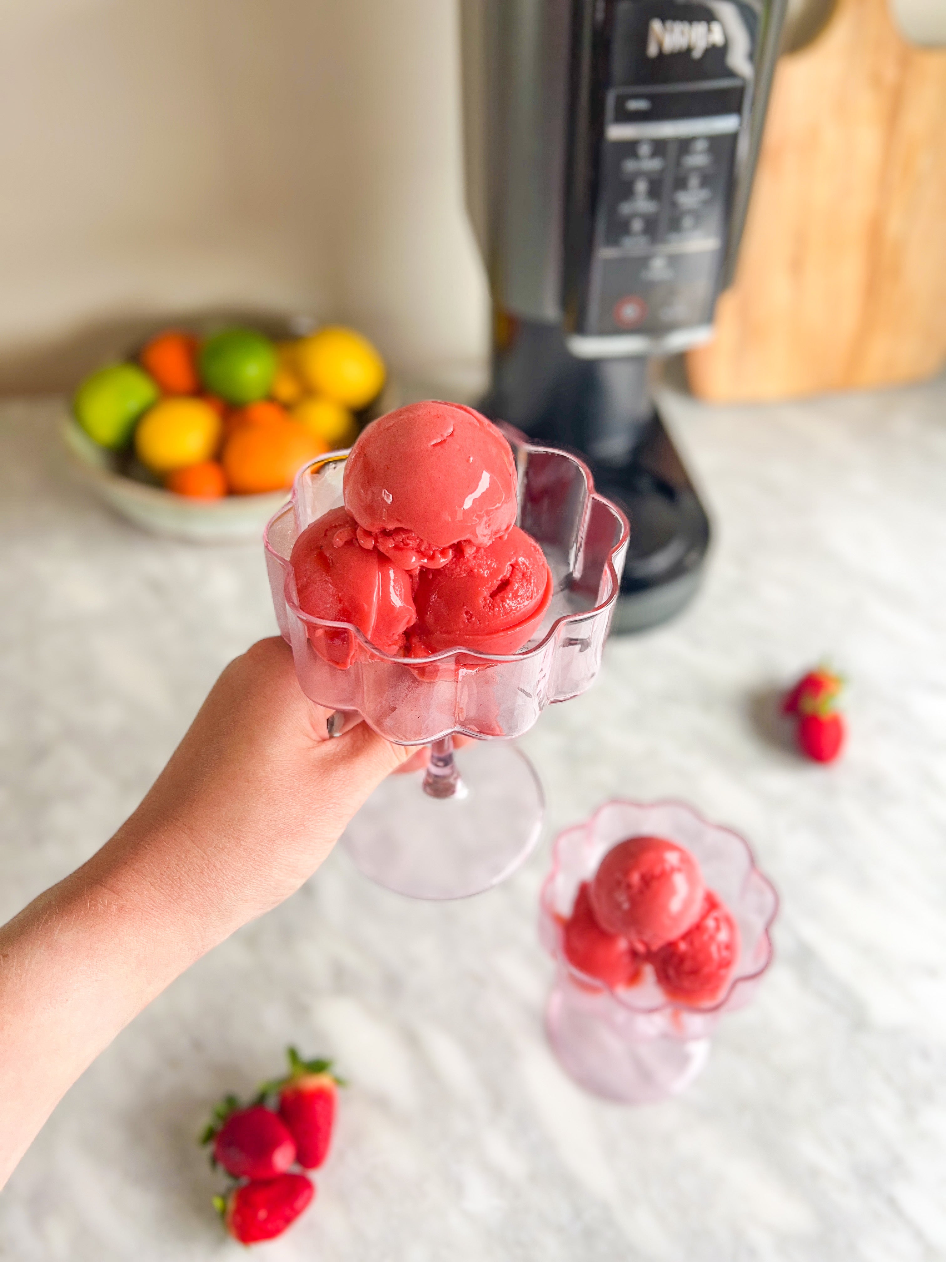 3 Ingredient Strawberry Sorbet
