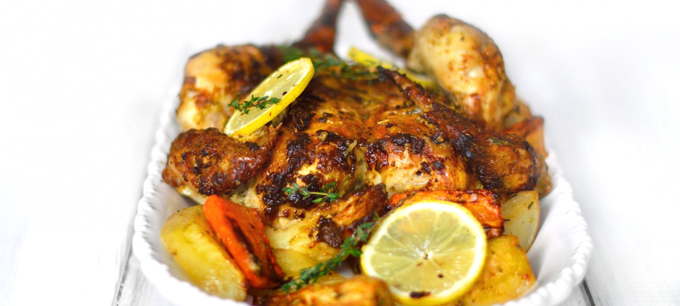 Mustard-Rubbed Half Chicken with Roasted Root Vegetables