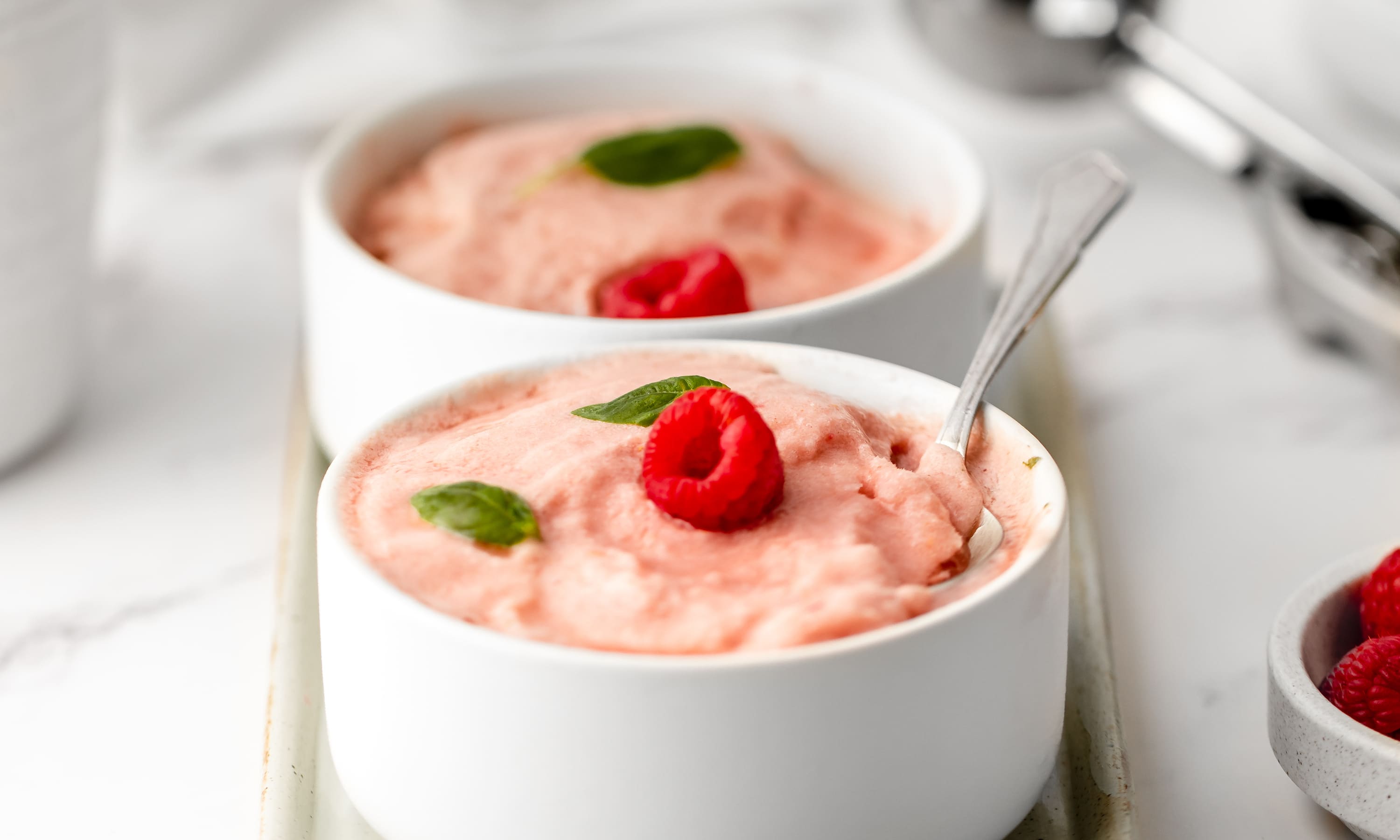 Guilt Free Raspberry & Basil Gelato