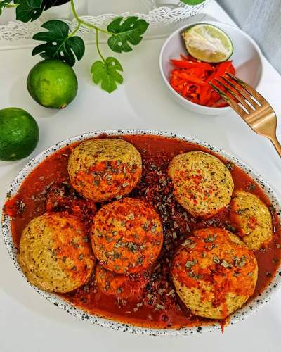 Vegetarian Tofu 'Meatballs' in Tomato Sauce